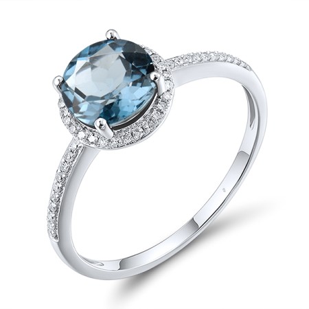 14KW Ring Diamond,London Blue Topaz (R316818LDB14KW) - US 7