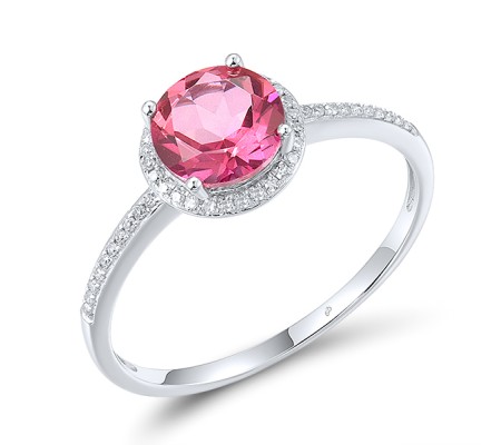 14KW Ring Diamond,Pink Topaz (R316818PNT14KW) - US 7