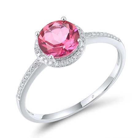 14KW Ring Diamond,Pink Topaz (R316818PNT14KW) - US 7