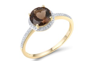 10KYW Ring Diamond,Smoky Quartz (R316818SKQ10KYW) - US 7.5