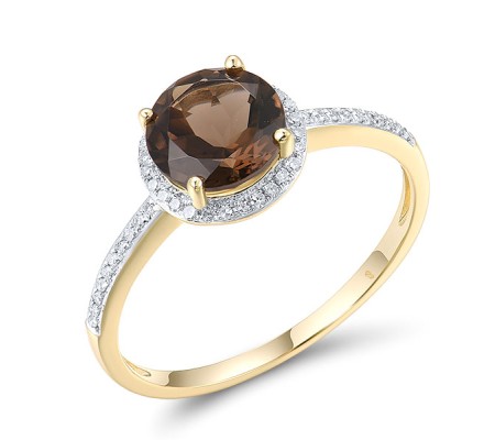 10KYW Ring Diamond,Smoky Quartz (R316818SKQ10KYW) - US 7.5