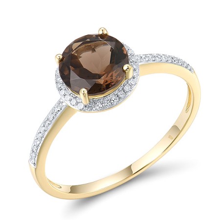 10KYW Ring Diamond,Smoky Quartz (R316818SKQ10KYW) - US 7.5