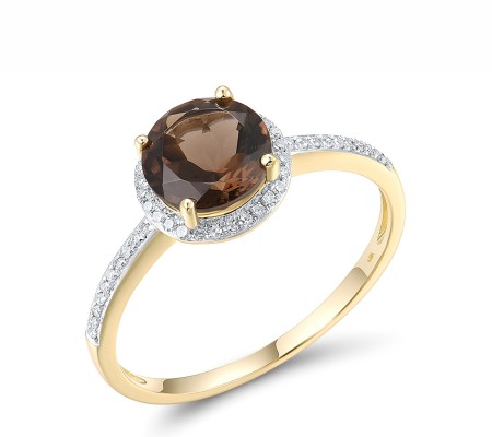 14KYW Ring Diamond,Smoky Quartz (R316818SKQ14KYW) - US 7