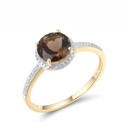 14KYW Ring Diamond,Smoky Quartz (R316818SKQ14KYW) - US 7