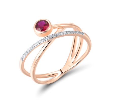 14KRW Ring Diamond,Ruby (R316905RUY14KRW) - US 7