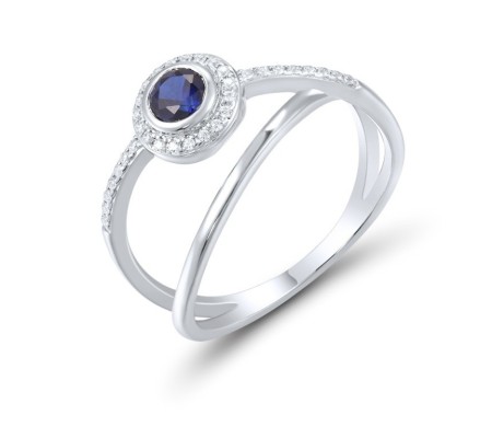 14KW Ring Blue Sapphire,Diamond (R316906SAP14KW) - US 6