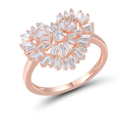 Sterling Silver w/ Rose Plating Ring White Cubic Zirconia (R317036WCZSR925) - US 9