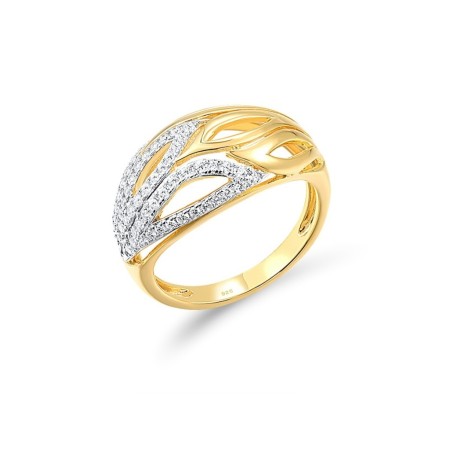 Sterling Silver w/ IONIC YELLOW PLATING Ring White Cubic Zirconia (R317064WCZSP925) - US 6