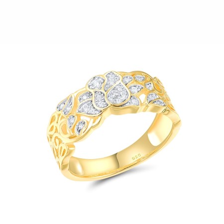 Sterling Silver w/ Ionic Yellow Plating Ring White Cubic Zirconia (R317163WCZSP925) - US 6