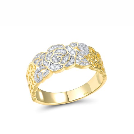 Sterling Silver w/ Ionic Yellow Plating Ring White Cubic Zirconia (R317167WCZSP925) - US 6