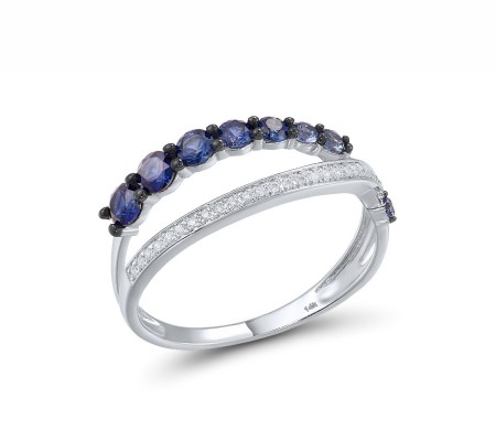 14KWB Ring Blue Sapphire,Diamond (R317220SAP14KWB) - US 7.5