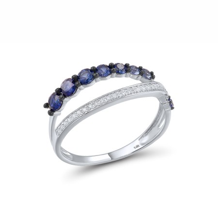 14KWB Ring Blue Sapphire,Diamond (R317220SAP14KWB) - US 7.5