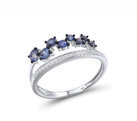 14KWB Ring Blue Sapphire,Diamond (R317221SAP14KWB) - US 7.5