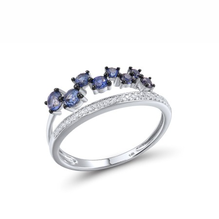 14KWB Ring Blue Sapphire,Diamond (R317221SAP14KWB) - US 7.5