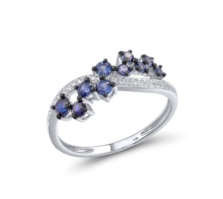 14KWB Ring Blue Sapphire,Diamond (R317222SAP14KWB) - US 7