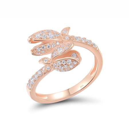 Sterling Silver w/ Rose Plating Ring White Cubic Zirconia (R317257WCZSR925) - US 6