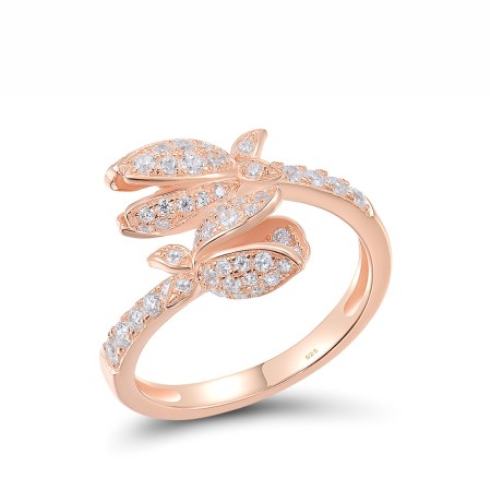 Sterling Silver w/ Rose Plating Ring White Cubic Zirconia (R317257WCZSR925) - US 6