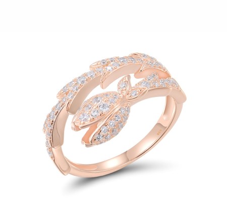 Sterling Silver w/ Rose Plating Ring White Cubic Zirconia (R317261WCZSR925) - US 6