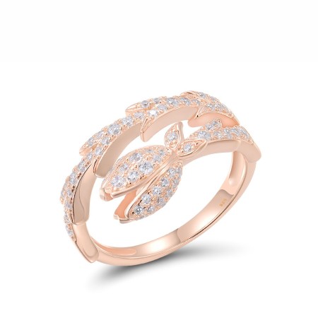 Sterling Silver w/ Rose Plating Ring White Cubic Zirconia (R317261WCZSR925) - US 6