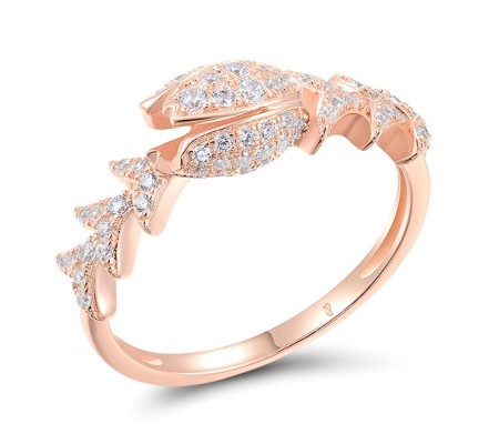 Sterling Silver w/ Rose Plating Ring White Cubic Zirconia (R317263WCZSR925) - US 6