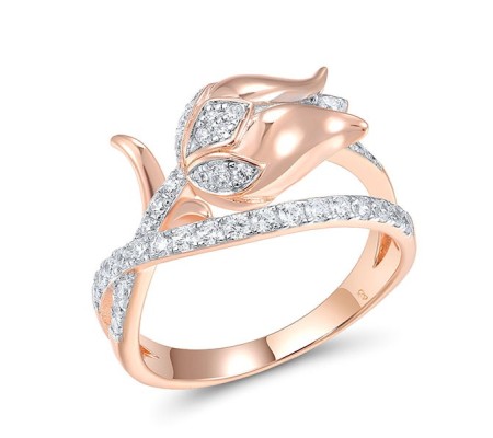 Sterling Silver w/ Ionic Rose Plating Ring White Cubic Zirconia (R317267WCZSQ925) - US 6