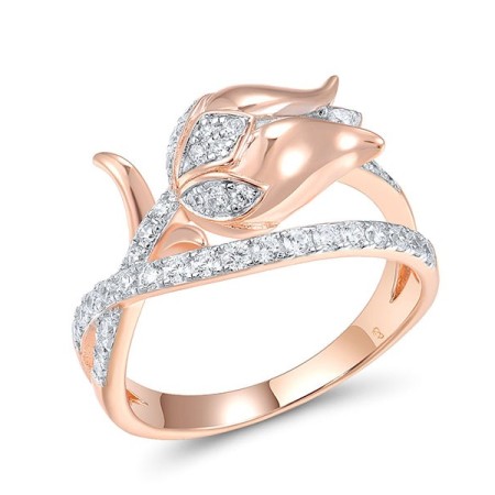 Sterling Silver w/ Ionic Rose Plating Ring White Cubic Zirconia (R317267WCZSQ925) - US 6