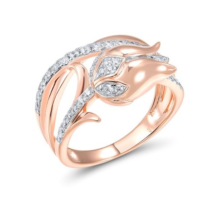 Sterling Silver w/ Ionic Rose Plating Ring White Cubic Zirconia (R317268WCZSQ925) - US 6