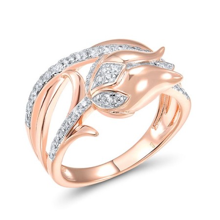 Sterling Silver w/ Ionic Rose Plating Ring White Cubic Zirconia (R317268WCZSQ925) - US 6