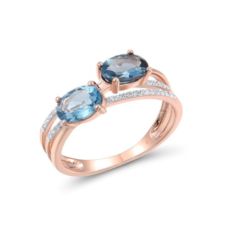 14KRW Ring Blue Topaz (Swiss Blue),Diamond,London Blue Topaz (R317361BLL14KRW) - US 7