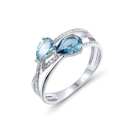 14KW  Blue Topaz (Swiss Blue),London Ring  (R317362BLL14KW) - US 7