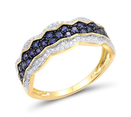 14KYWB Ring Blue Sapphire,Diamond (R317364SAP14KYWB) - US 7