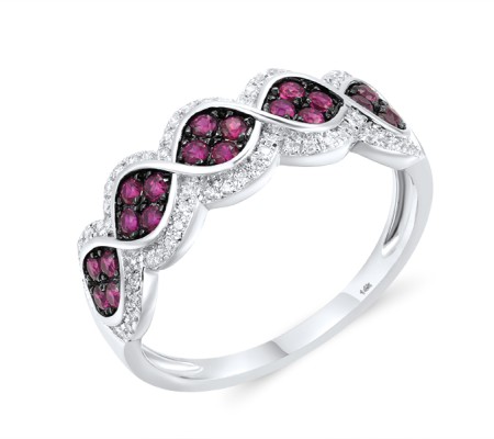 14KWB Ring Diamond,Ruby (R317365RUY14KWB) - US 8