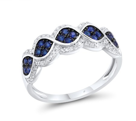 14KWB Ring Blue Sapphire,Diamond (R317365SAP14KWB) - US 7