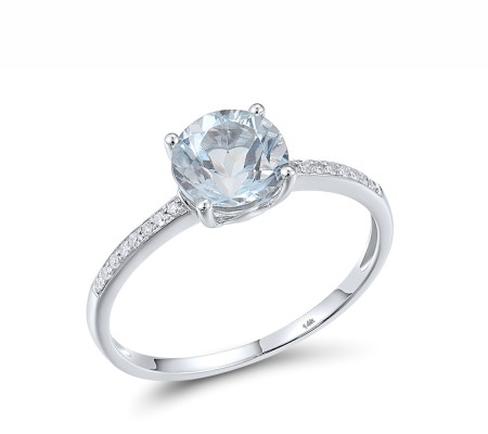 14KW Ring Blue Topaz (Sky Blue),Diamond (R317413BKT14KW) - US 6