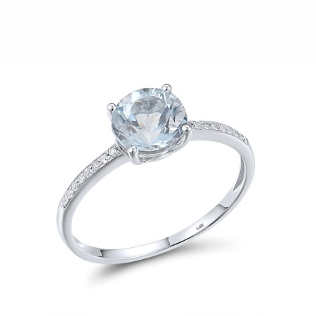 14KW Ring Blue Topaz (Sky Blue),Diamond (R317413BKT14KW) - US 6