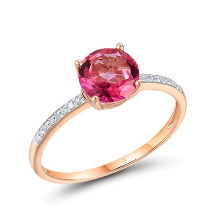 14KRW Ring Diamond,Pink Topaz (R317413PNT14KRW) - US 8