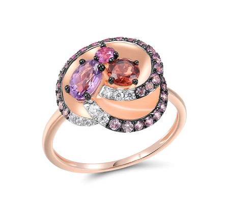 14KRWB Ring Amethyst,Diamond,Pink Sapphire,Ruby (R317461APSR14KRWB)