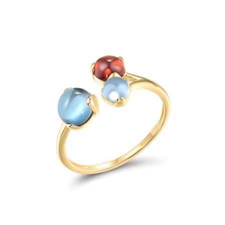 14KY Ring Blue Topaz (Swiss Blue),Garnet,London Blue Topaz (R317517BTGL14KY) - US 7.5