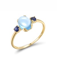 14KY Ring Blue Sapphire,Blue Topaz (Swiss Blue) (R317519BTS14KY) - US 6
