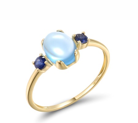 14KY Ring Blue Sapphire,Blue Topaz (Swiss Blue) (R317519BTS14KY) - US 6