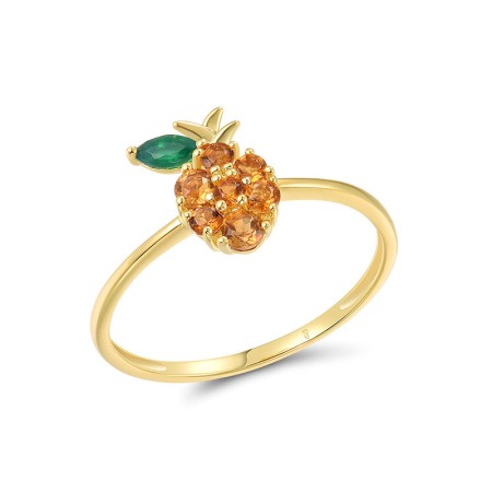 14KY Ring Citrine,Emerald (R317556CIE14KY) - US 6