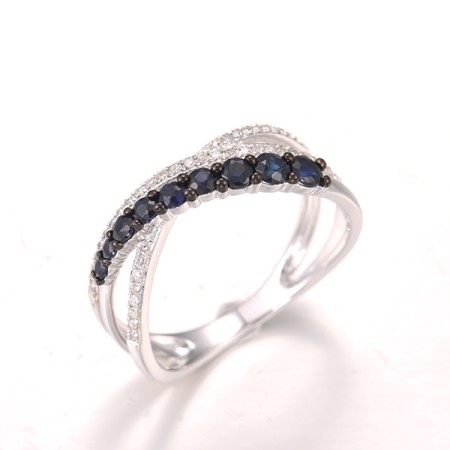 14KWB Ring Blue Sapphire,Diamond (R317752SAP14KWB) - US 7