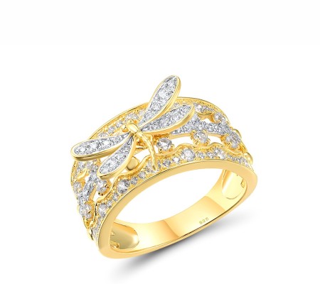 Sterling Silver w/ Ionic Yellow Plating Ring White Cubic Zirconia (R317900WCZSP925) - US 6