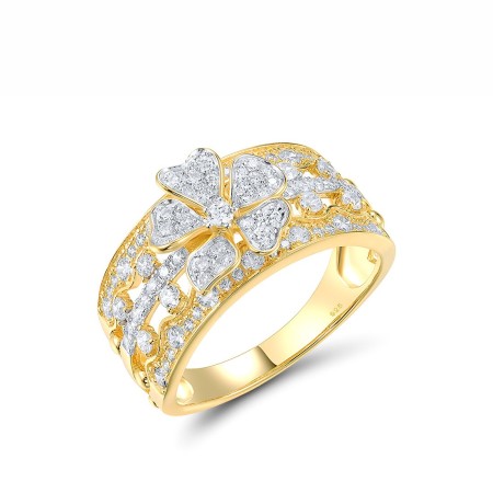 Sterling Silver w/ Ionic Yellow Plating Ring White Cubic Zirconia (R317901WCZSP925) - US 6