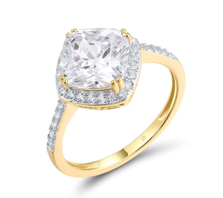 Sterling Silver w/ Ionic Yellow Plating Ring White Cubic Zirconia (R318065WCZSP925) - US 9