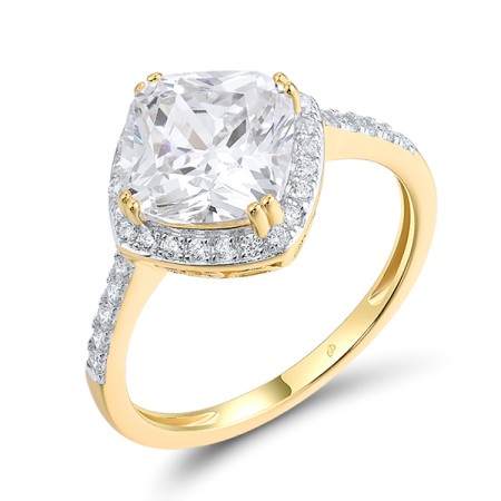 Sterling Silver w/ Ionic Yellow Plating Ring White Cubic Zirconia (R318065WCZSP925) - US 9