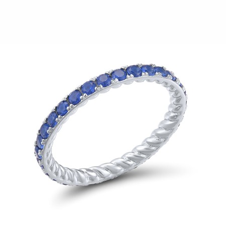 Sterling Silver Ring Blue Nano Cubic Zirconia (R318172BNZSL925) - US 6