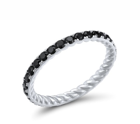 Sterling Silver Ring Synthetic Black Spinel (R318172BSNSL925) - US 5