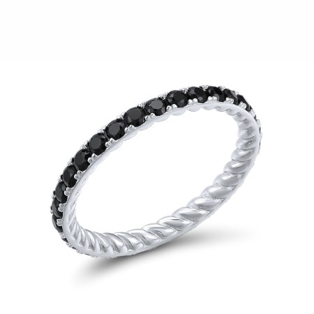 Sterling Silver Ring Synthetic Black Spinel (R318172BSNSL925) - US 5