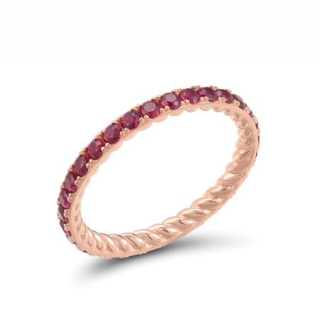 Sterling Silver w/ Rose Plating Ring Created Ruby (R318172CRUSR925) - US 5